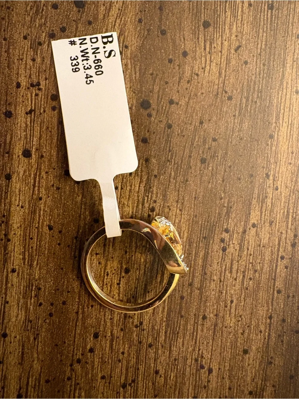 NEW Sterling Silver Citrine White Topaz Ring 1.24 CTW Size 7.5 Gold Tone